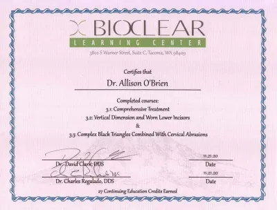 bioclear certified certificate black triangles